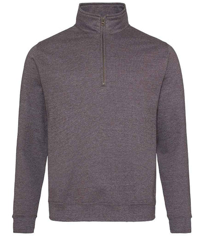 Just Hoods AWDis Sophomore Zip Neck Sweatshirt Charcoal
