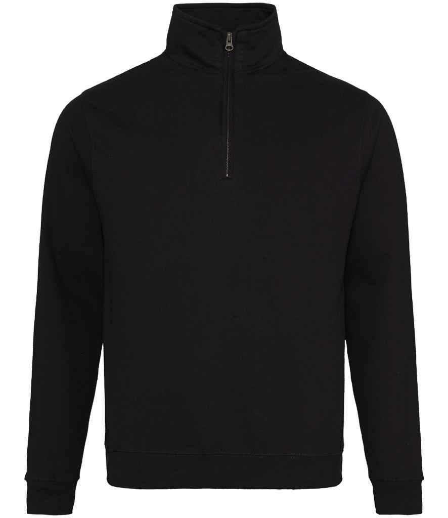 AWDis Sophomore Zip Neck Sweatshirt in Deep Black