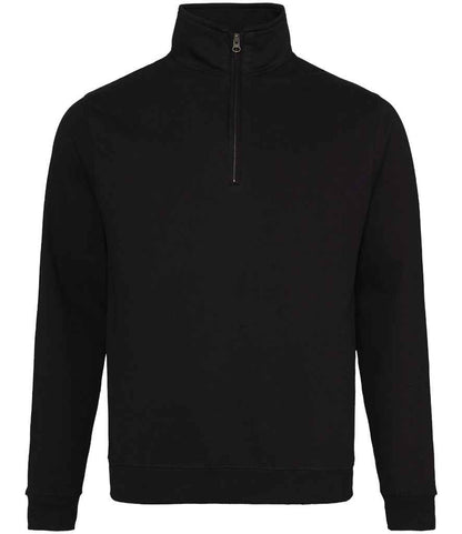 AWDis Sophomore Zip Neck Sweatshirt in Deep Black