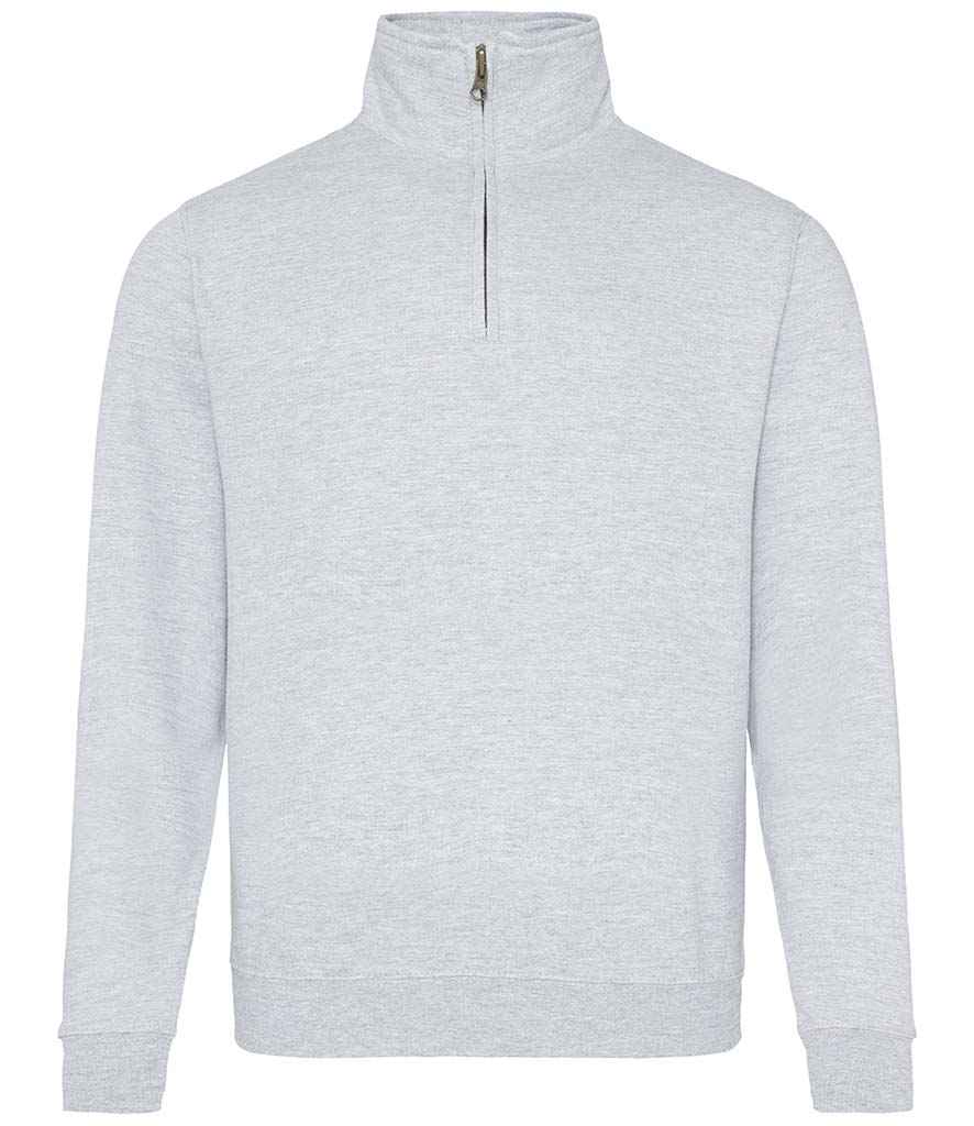 Just Hoods AWDis Sophomore Zip Neck Sweatshirt Heather Grey