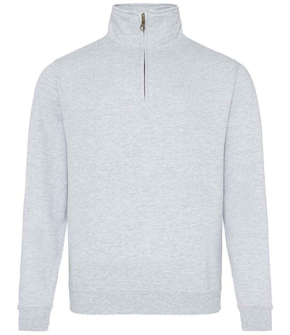 Just Hoods AWDis Sophomore Zip Neck Sweatshirt Heather Grey