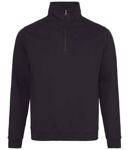Just Hoods AWDis Sophomore Zip Neck Sweatshirt Jet Black