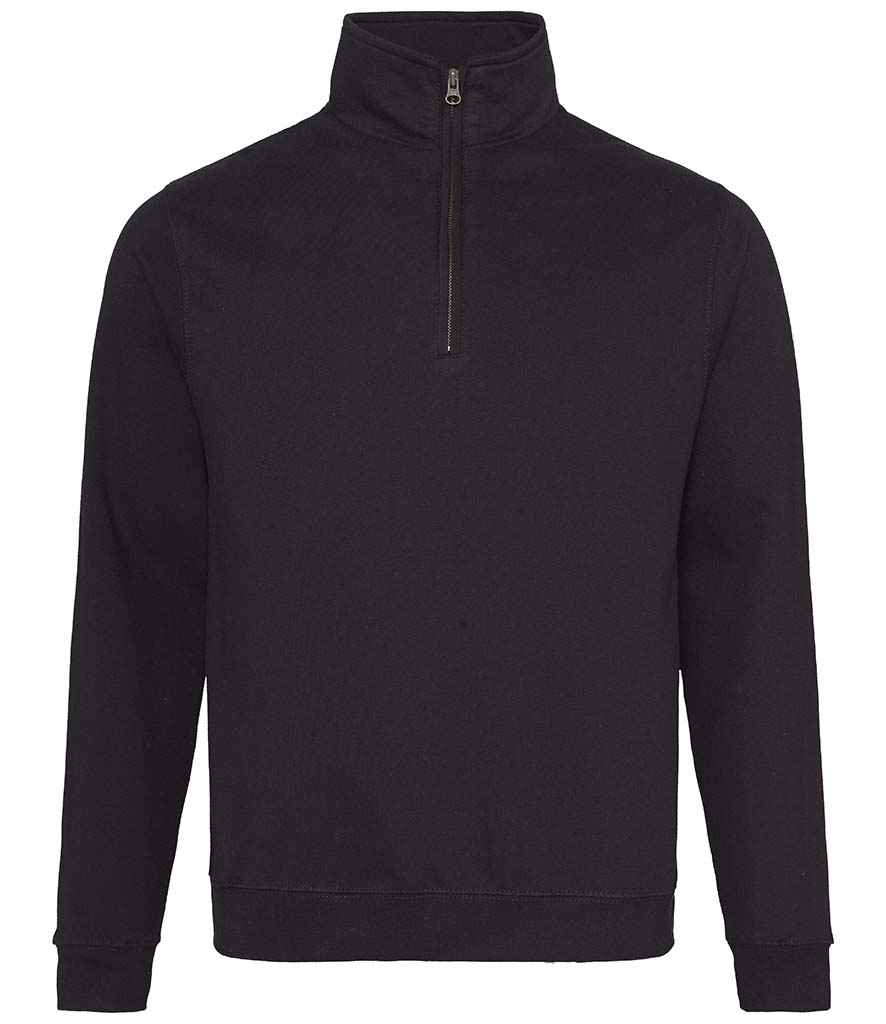 Just Hoods AWDis Sophomore Zip Neck Sweatshirt Jet Black