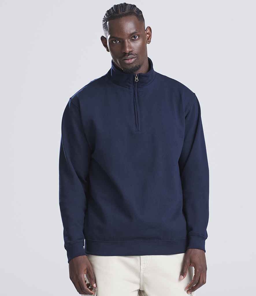 Just Hoods AWDis Sophomore Zip Neck Sweatshirt New French Navy