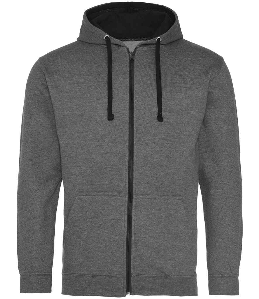 Just Hoods AWDis Varsity Zoodie Charcoal/Jet Black