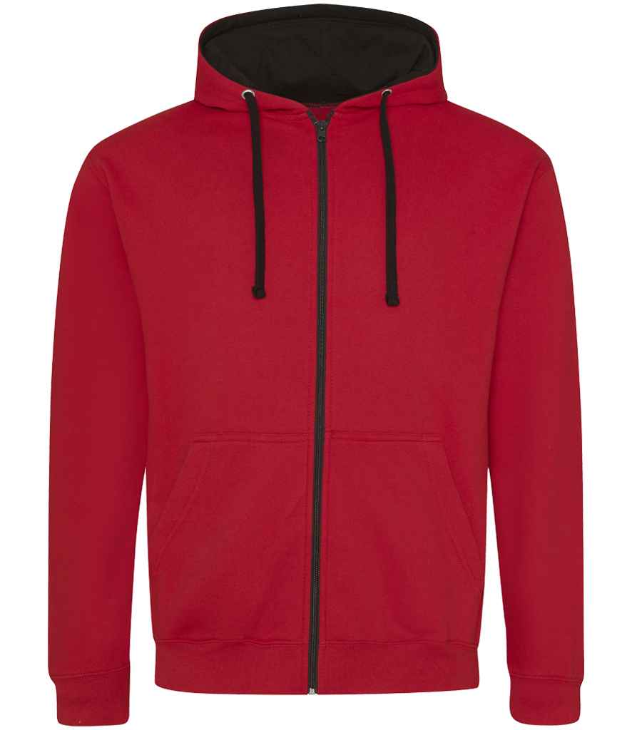 Just Hoods AWDis Varsity Zoodie Fire Red/Jet Black
