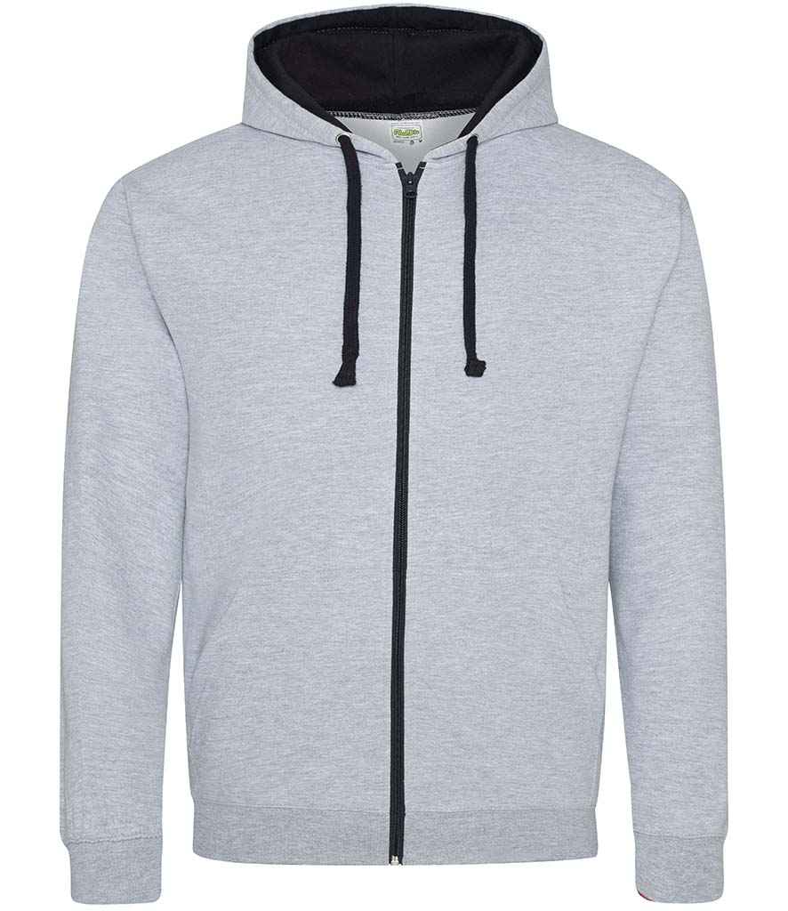 Just Hoods AWDis Varsity Zoodie Heather Grey/New French Navy
