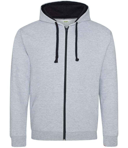Just Hoods AWDis Varsity Zoodie Heather Grey/New French Navy