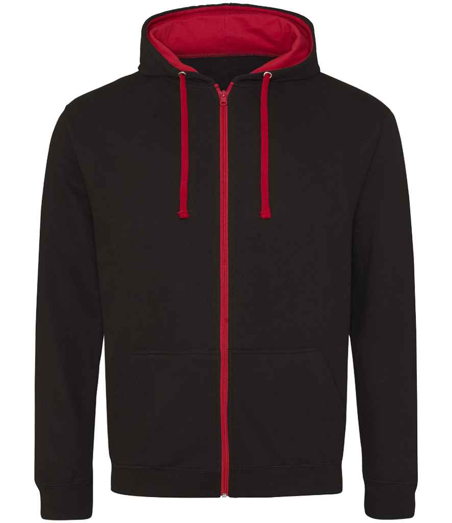 AWDis Varsity Zoodie in Jet Black/Fire Red