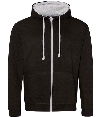 Just Hoods AWDis Varsity Zoodie Jet Black/Heather Grey