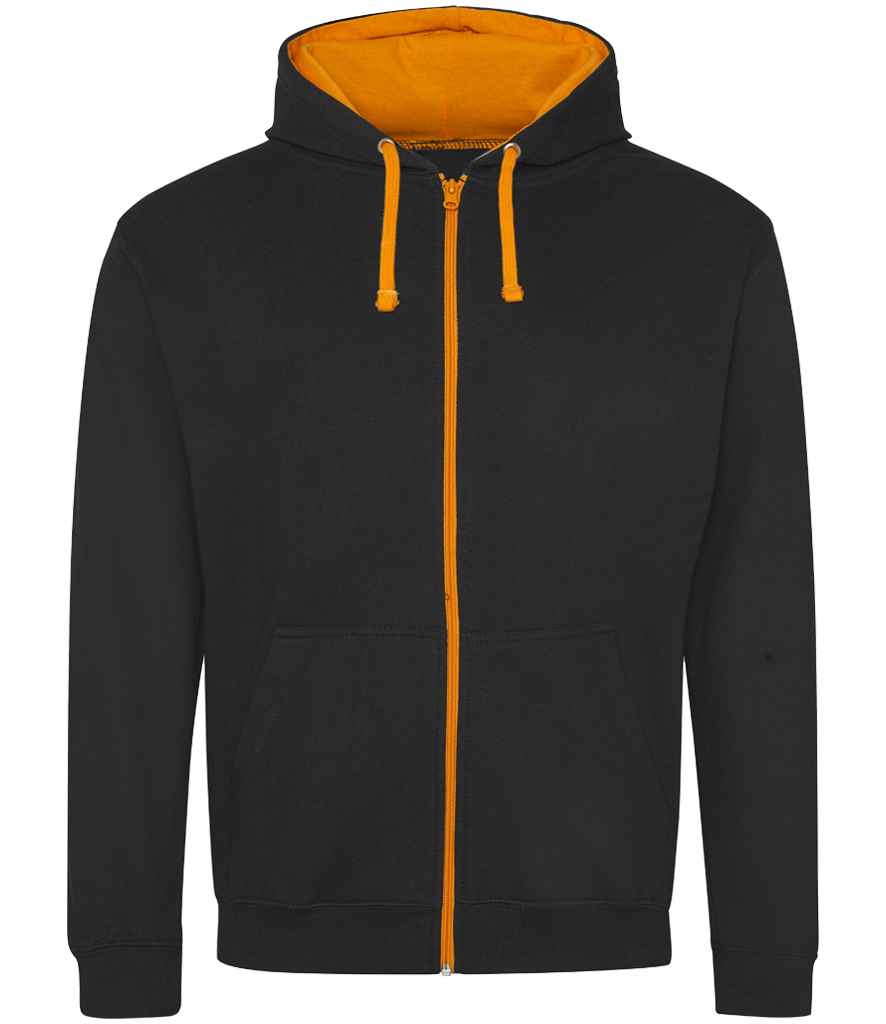 Just Hoods AWDis Varsity Zoodie Jet Black/Orange Crush