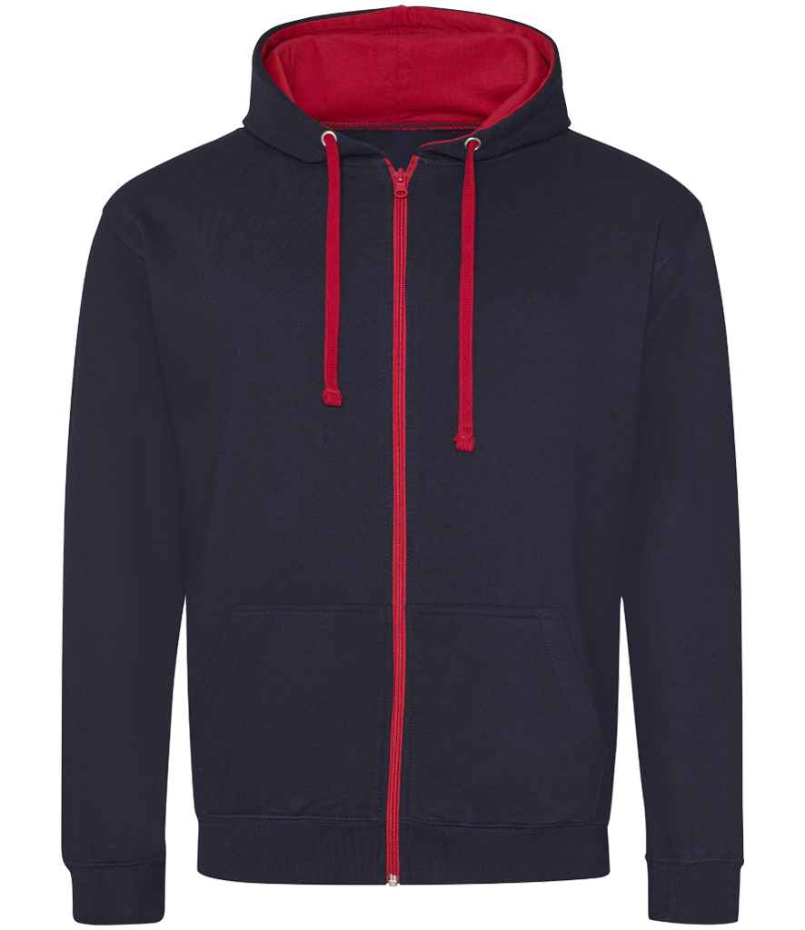 Just Hoods AWDis Varsity Zoodie New French Navy/Fire Red