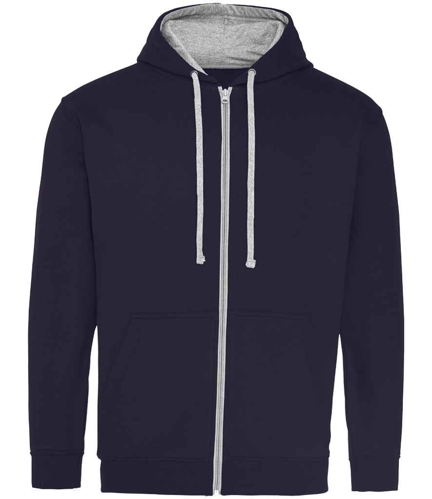 Just Hoods AWDis Varsity Zoodie New French Navy/Heather Grey