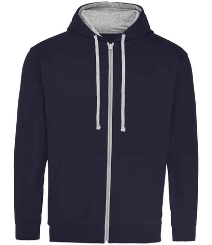 Just Hoods AWDis Varsity Zoodie New French Navy/Heather Grey