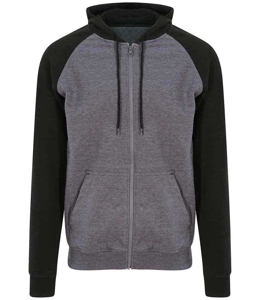 Just Hoods AWDis Baseball Zoodie Charcoal/Jet Black