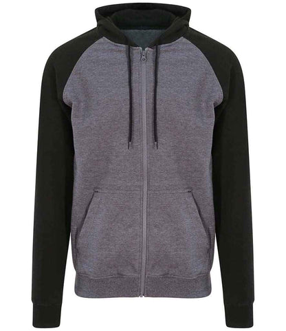 Just Hoods AWDis Baseball Zoodie Charcoal/Jet Black