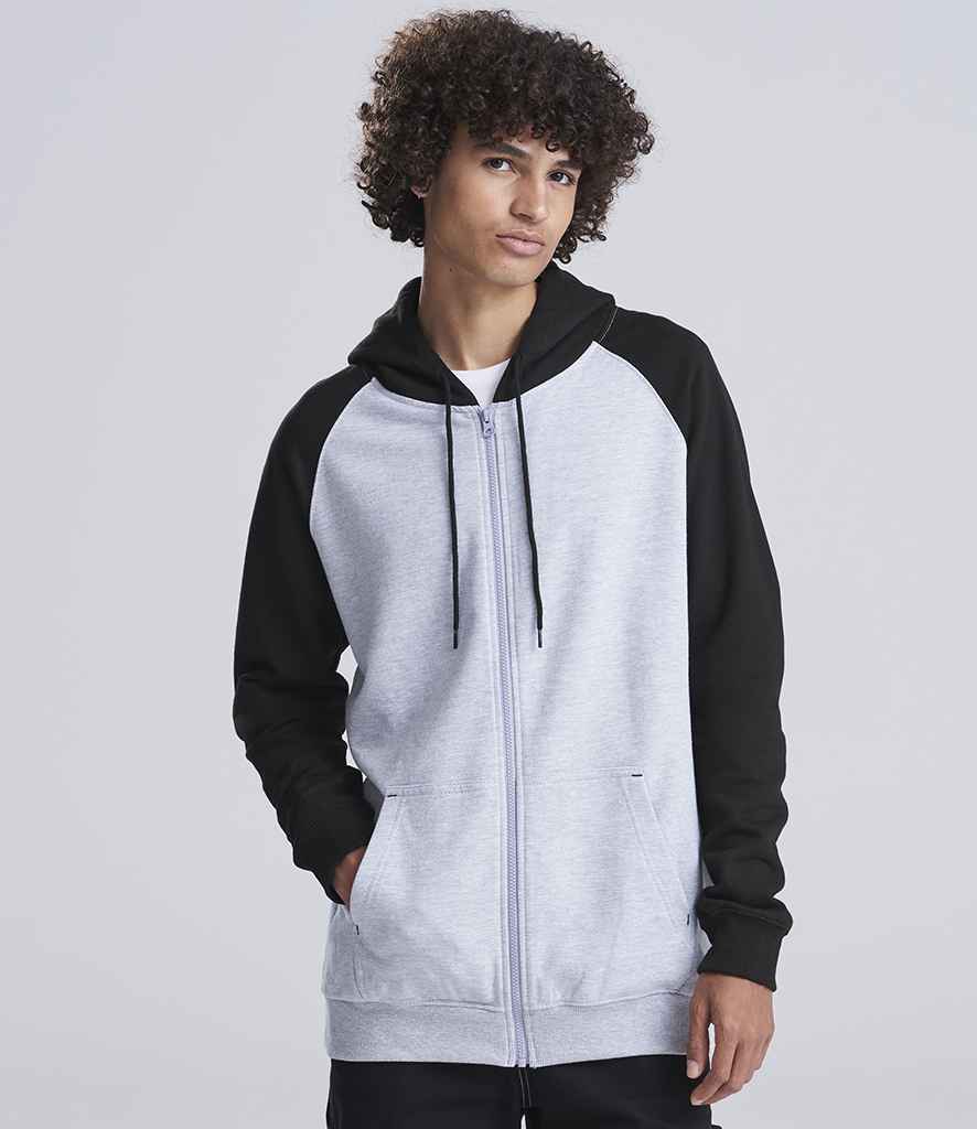 Just Hoods AWDis Baseball Zoodie Heather Grey/Jet Black