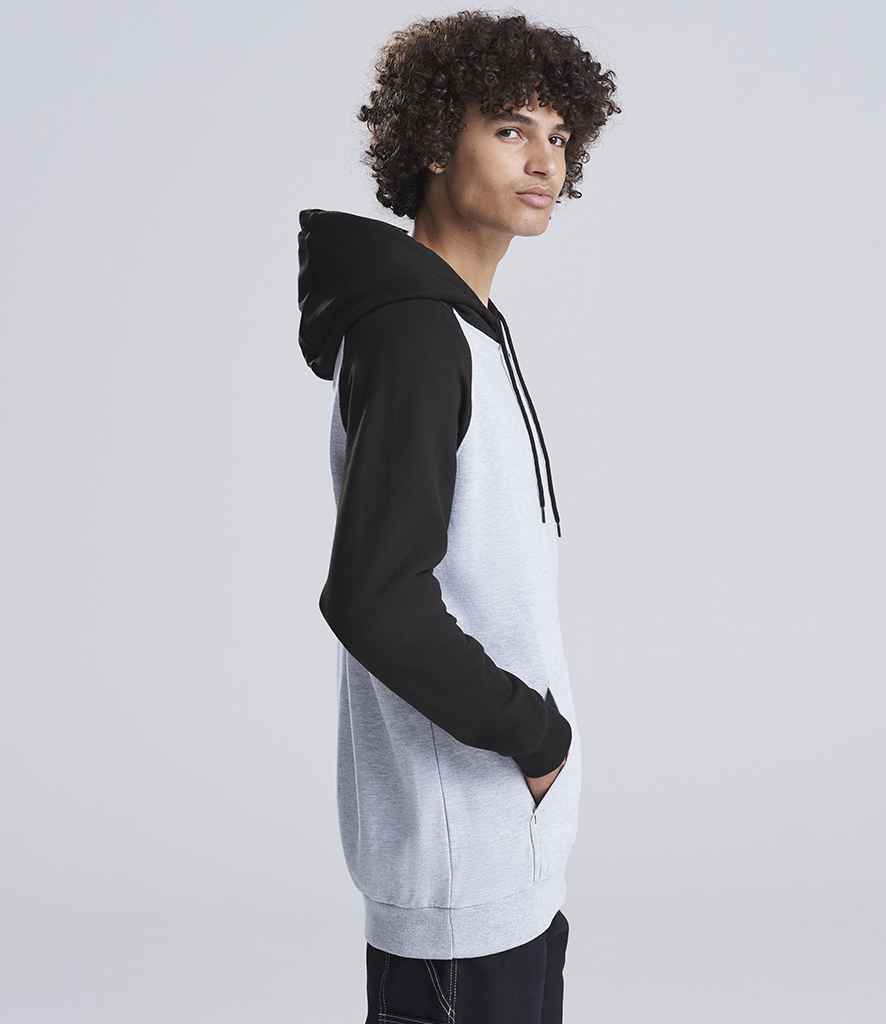 Just Hoods AWDis Baseball Zoodie Heather Grey/Jet Black