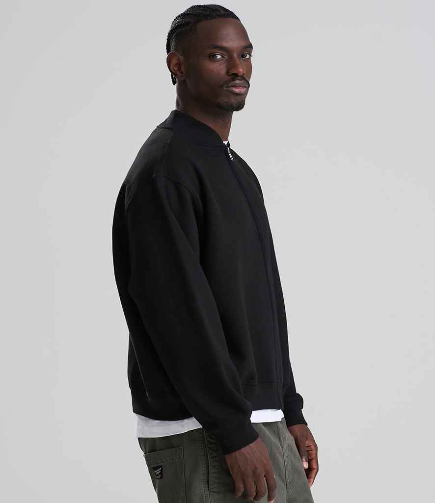 Just Hoods AWDis Signature Heavyweight Bomber Sweat Jacket Deep Black