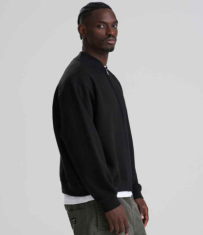 Just Hoods AWDis Signature Heavyweight Bomber Sweat Jacket Deep Black