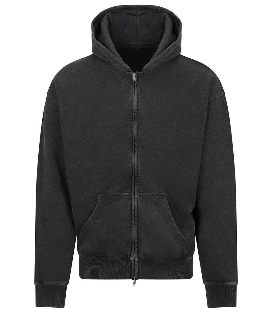 AWDis Vintage Washed Zoodie in Washed Black