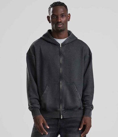 Just Hoods AWDis Vintage Washed Zoodie Washed Black