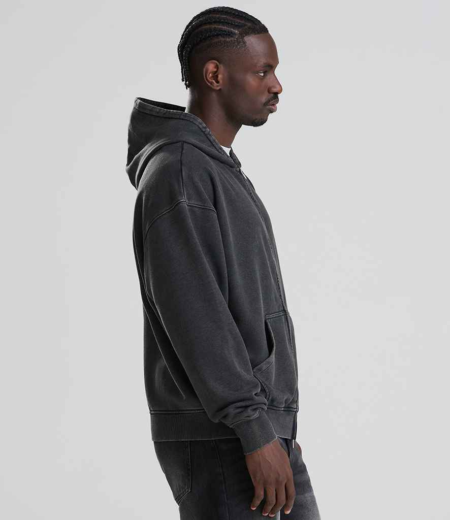 Just Hoods AWDis Vintage Washed Zoodie Washed Black