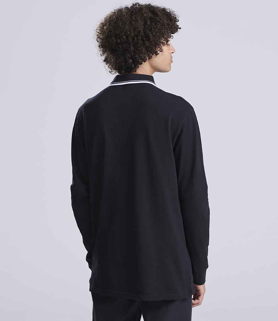 Just Polos AWDis Long Sleeve Tipped 100 Polo Shirt Deep Black/White