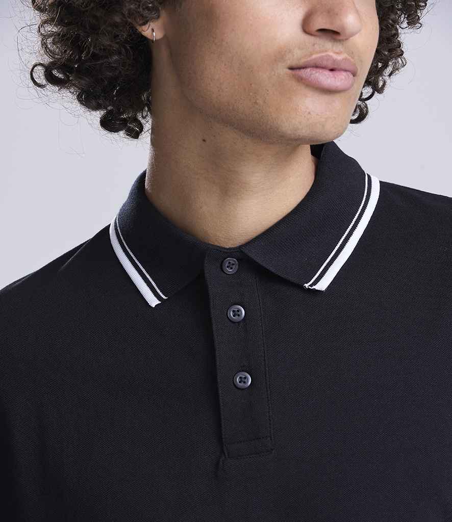 AWDis Long Sleeve Tipped 100 Polo Shirt - model image