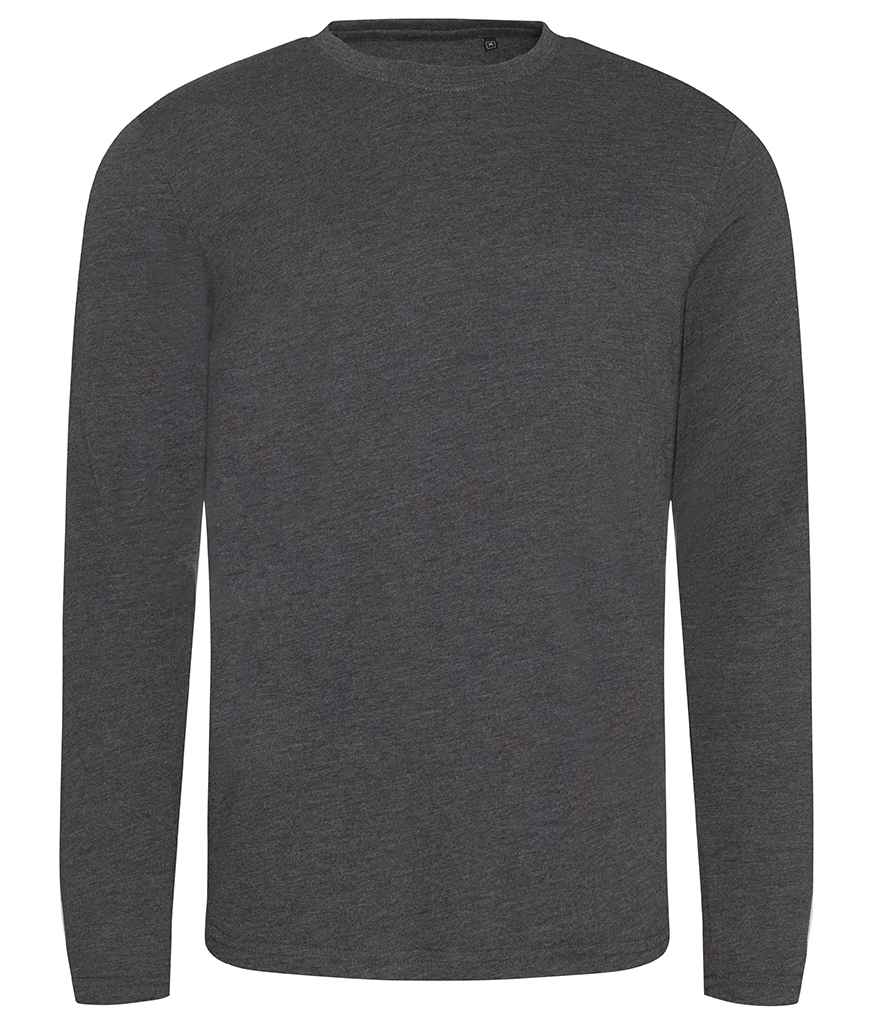 Just Ts AWDis Long Sleeve Tri-Blend T-Shirt Heather Charcoal