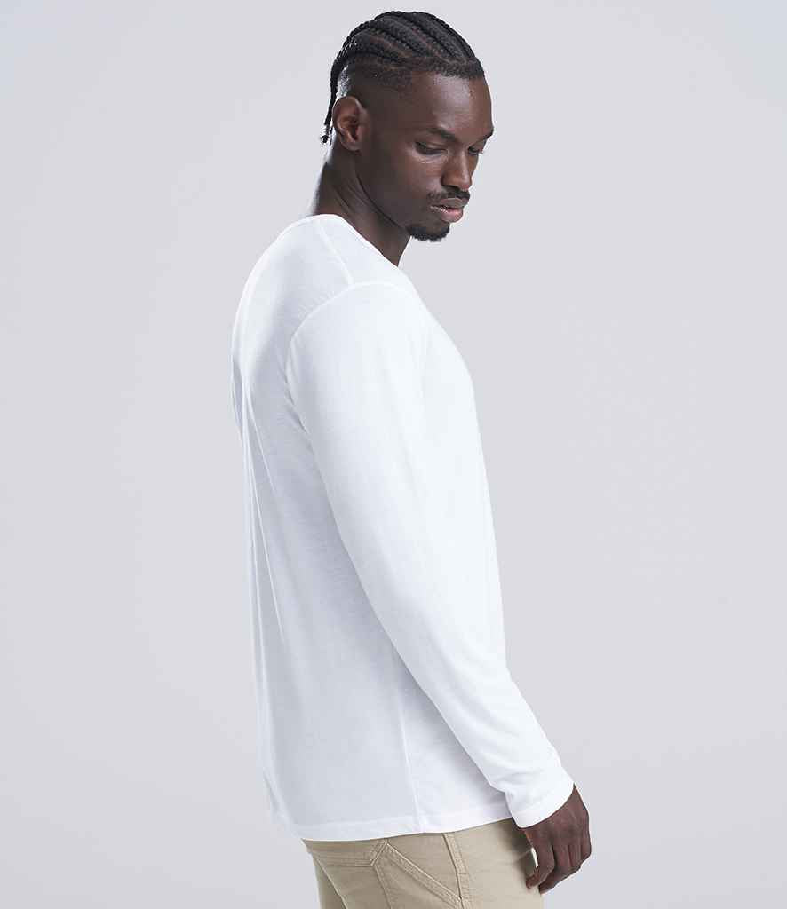 Just Ts AWDis Long Sleeve Tri-Blend T-Shirt Solid White