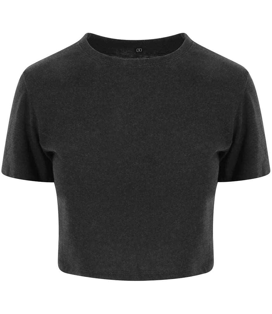 AWDis Ladies Tri-Blend Cropped T-Shirt in Heather Black