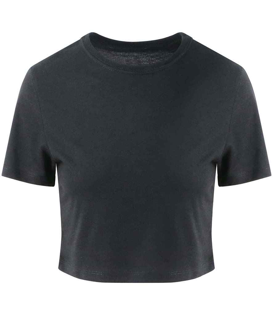 AWDis Ladies Tri-Blend Cropped T-Shirt in Solid Black