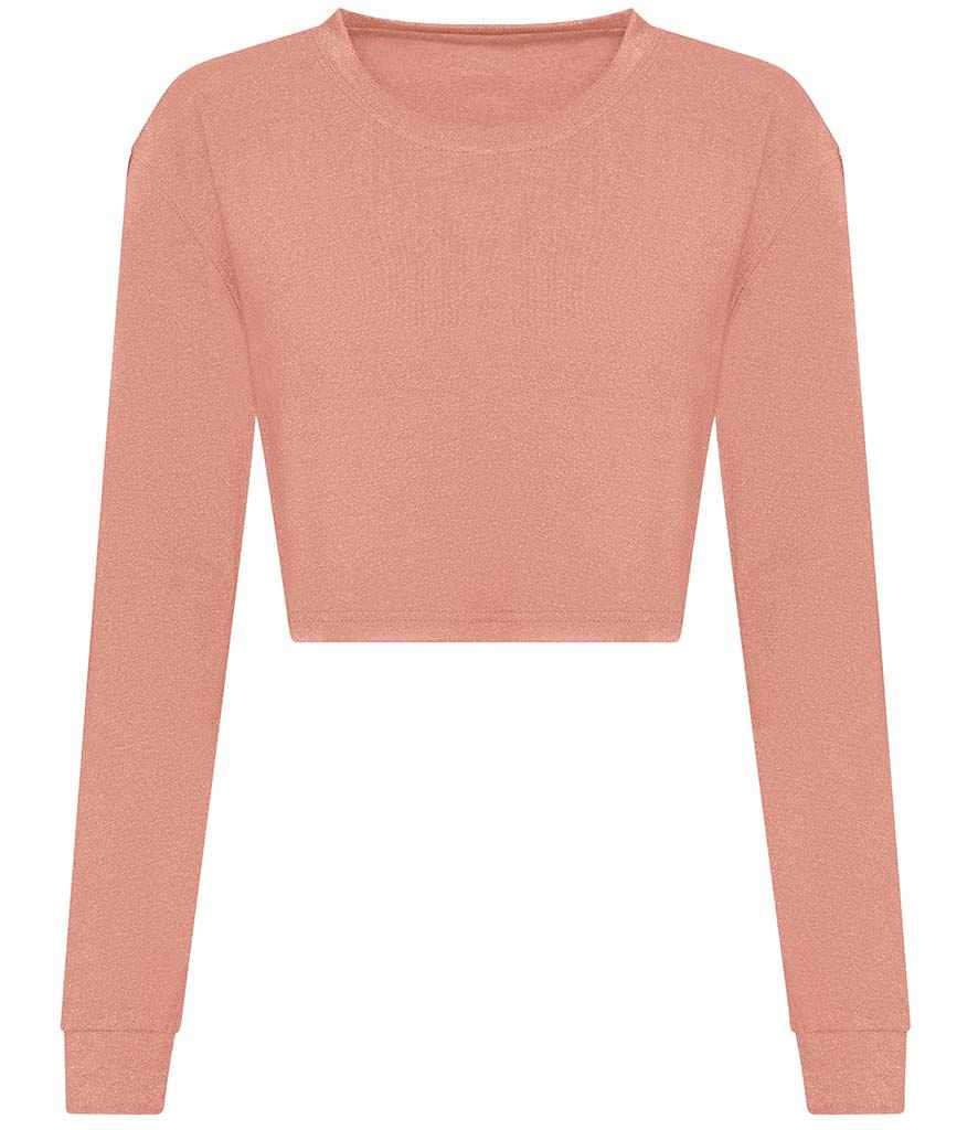 Just Ts AWDis Ladies Long Sleeve Cropped T-Shirt Dusty Pink
