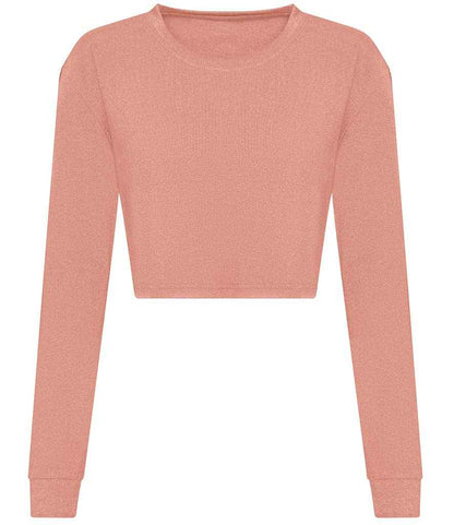 Just Ts AWDis Ladies Long Sleeve Cropped T-Shirt Dusty Pink