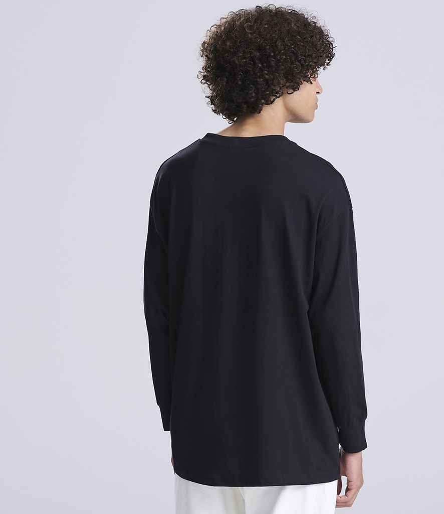 Just Ts AWDis Unisex Oversize 100 Long Sleeve T-Shirt Deep Black