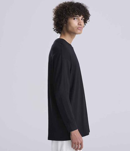 Just Ts AWDis Unisex Oversize 100 Long Sleeve T-Shirt Deep Black
