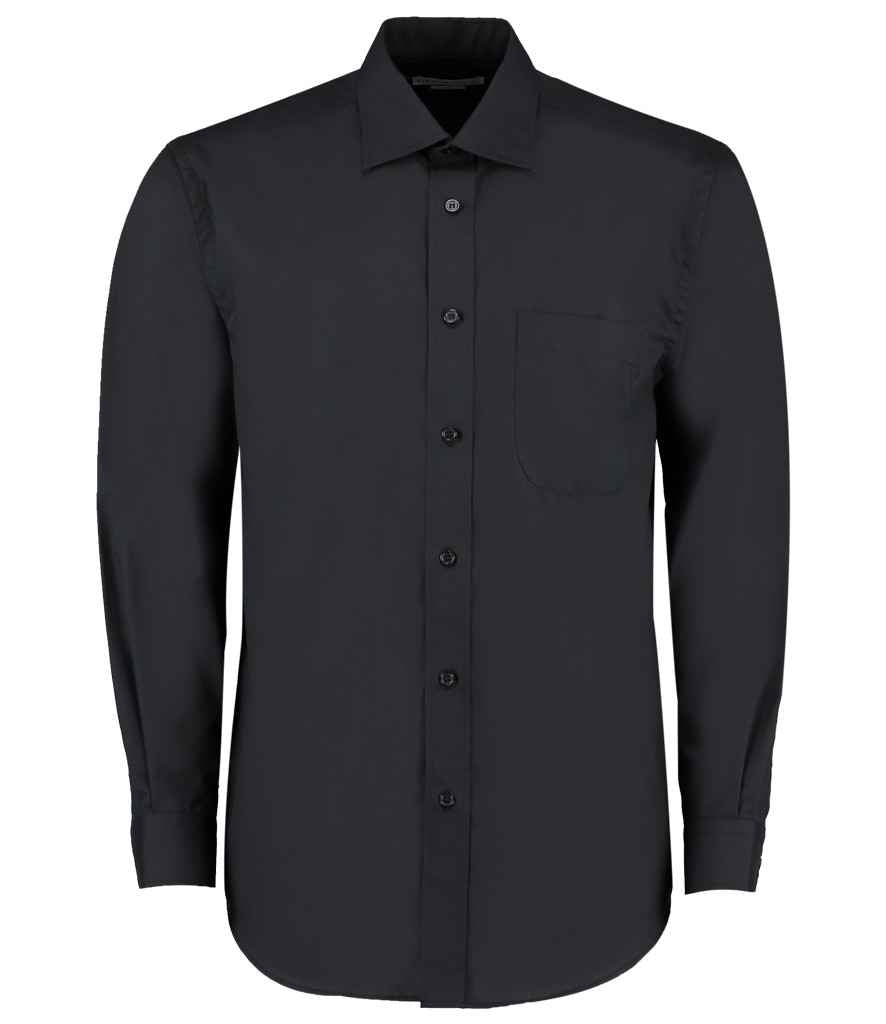 Kustom Kit Long Sleeve Classic Fit Business Shirt in Black