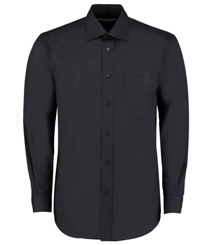 Kustom Kit Long Sleeve Classic Fit Business Shirt in Black