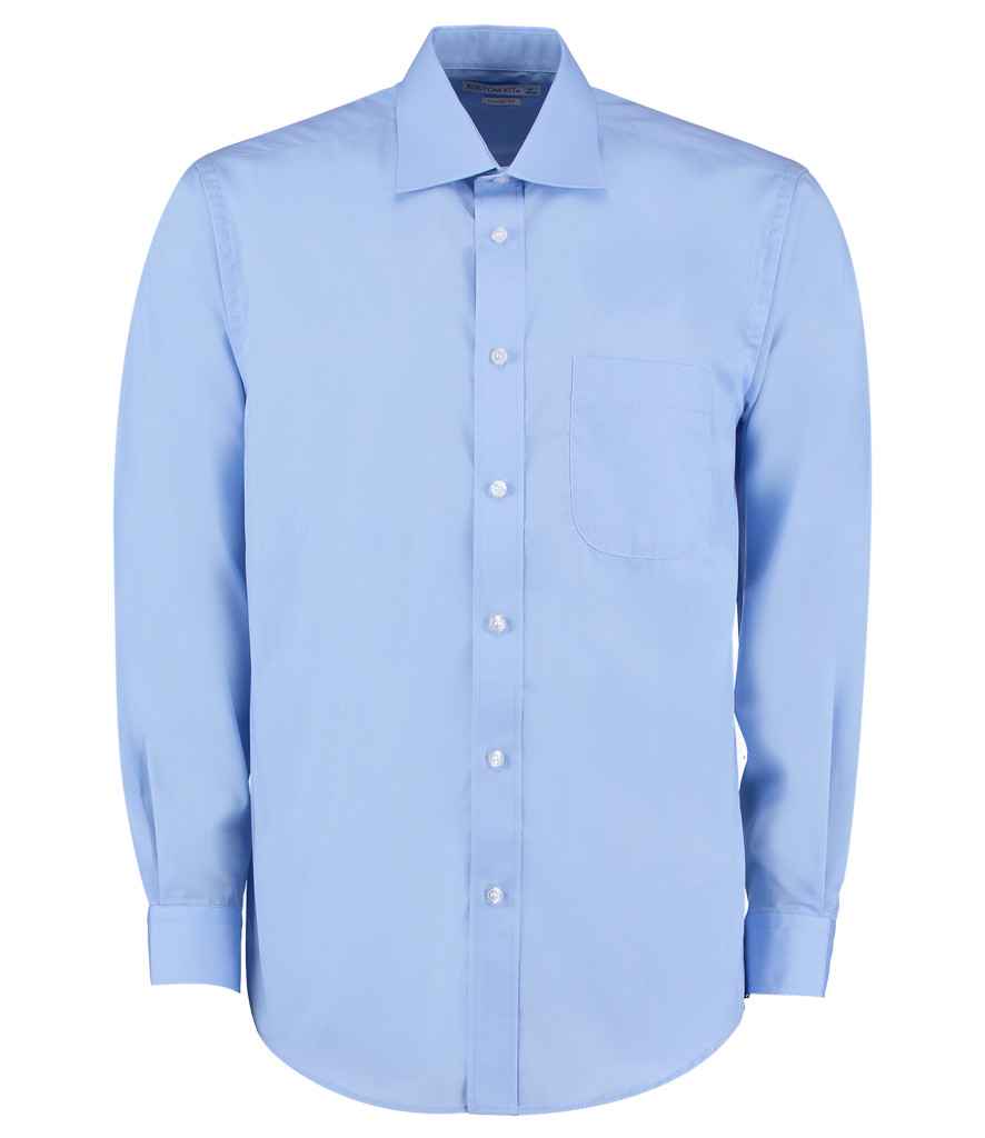 Kustom Kit Long Sleeve Classic Fit Business Shirt in Light Blue
