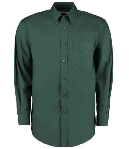 Kustom Kit Premium Long Sleeve Classic Fit Oxford Shirt in Bottle Green