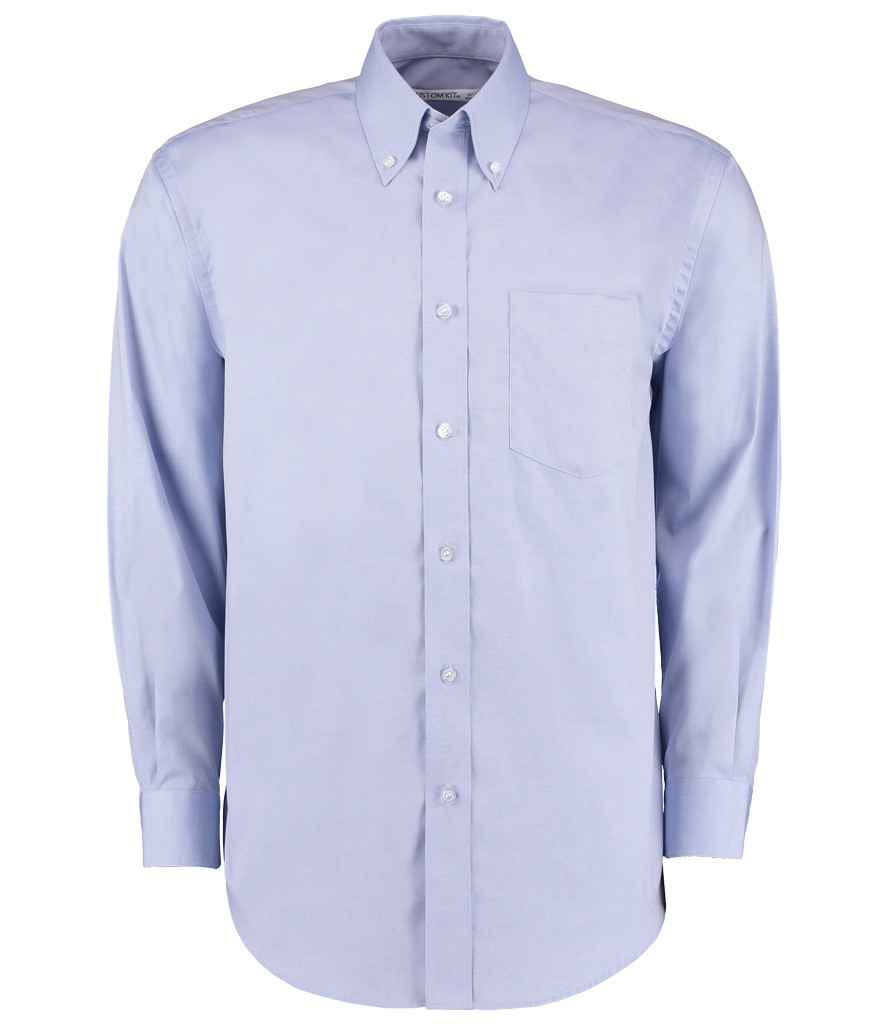 Kustom Kit Premium Long Sleeve Classic Fit Oxford Shirt in Light Blue