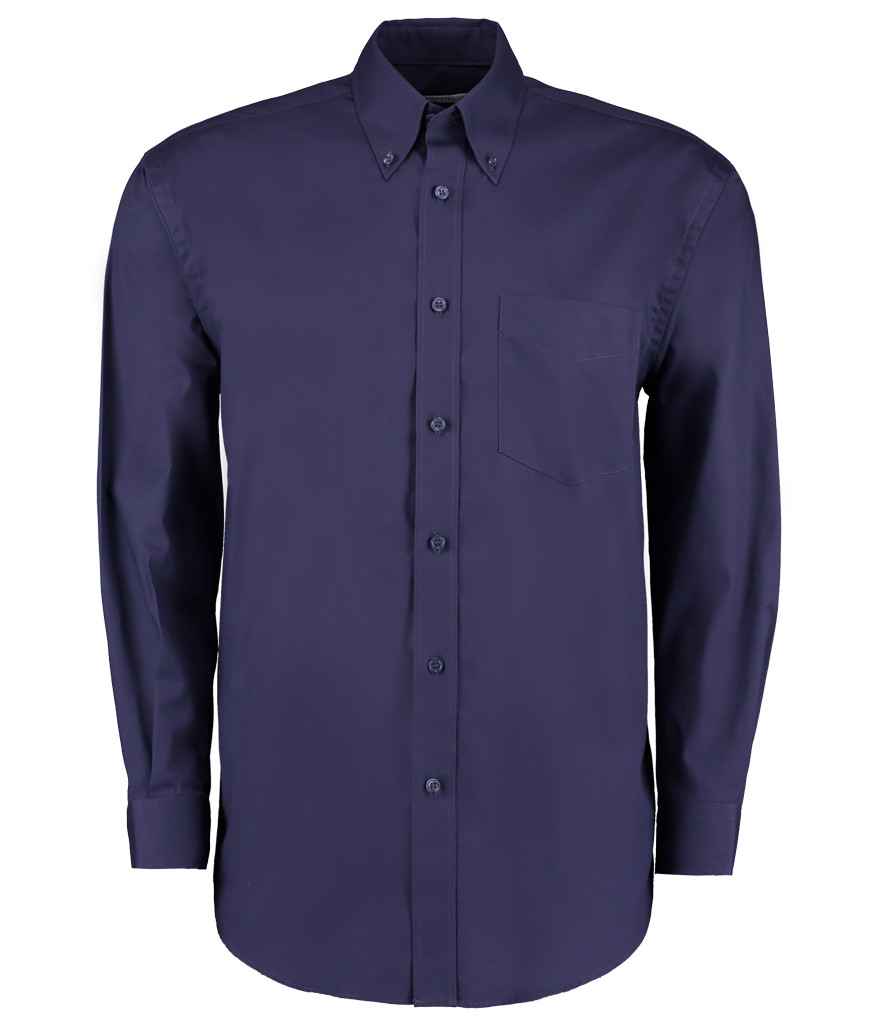 Kustom Kit Premium Long Sleeve Classic Fit Oxford Shirt in Midnight Navy