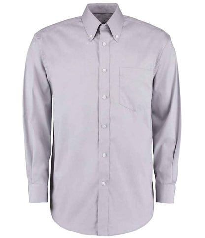 Kustom Kit Premium Long Sleeve Classic Fit Oxford Shirt in Silver