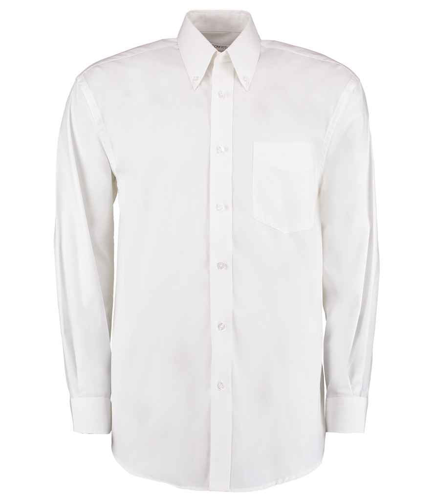 Kustom Kit Premium Long Sleeve Classic Fit Oxford Shirt in White