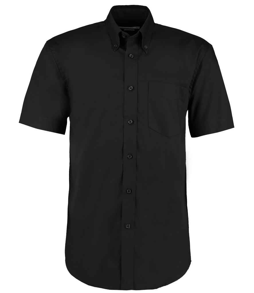 Kustom Kit Premium Short Sleeve Classic Fit Oxford Shirt in Black