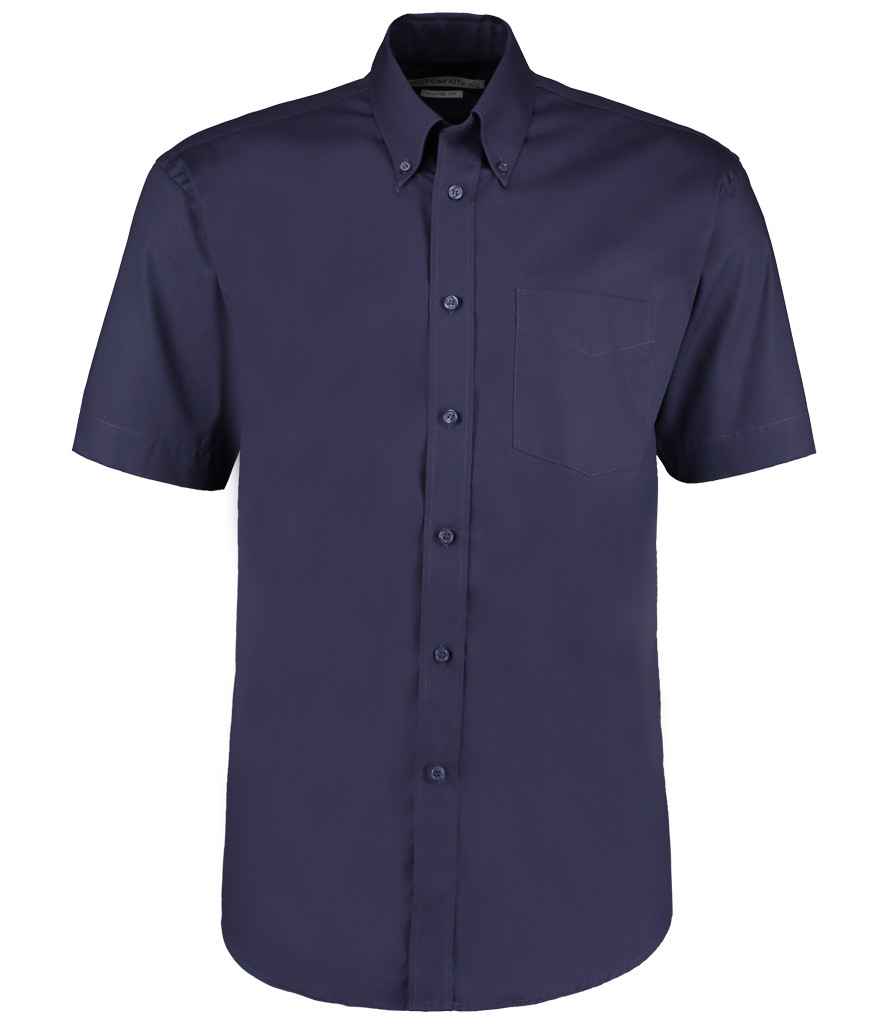 Kustom Kit Premium Short Sleeve Classic Fit Oxford Shirt in Midnight Navy