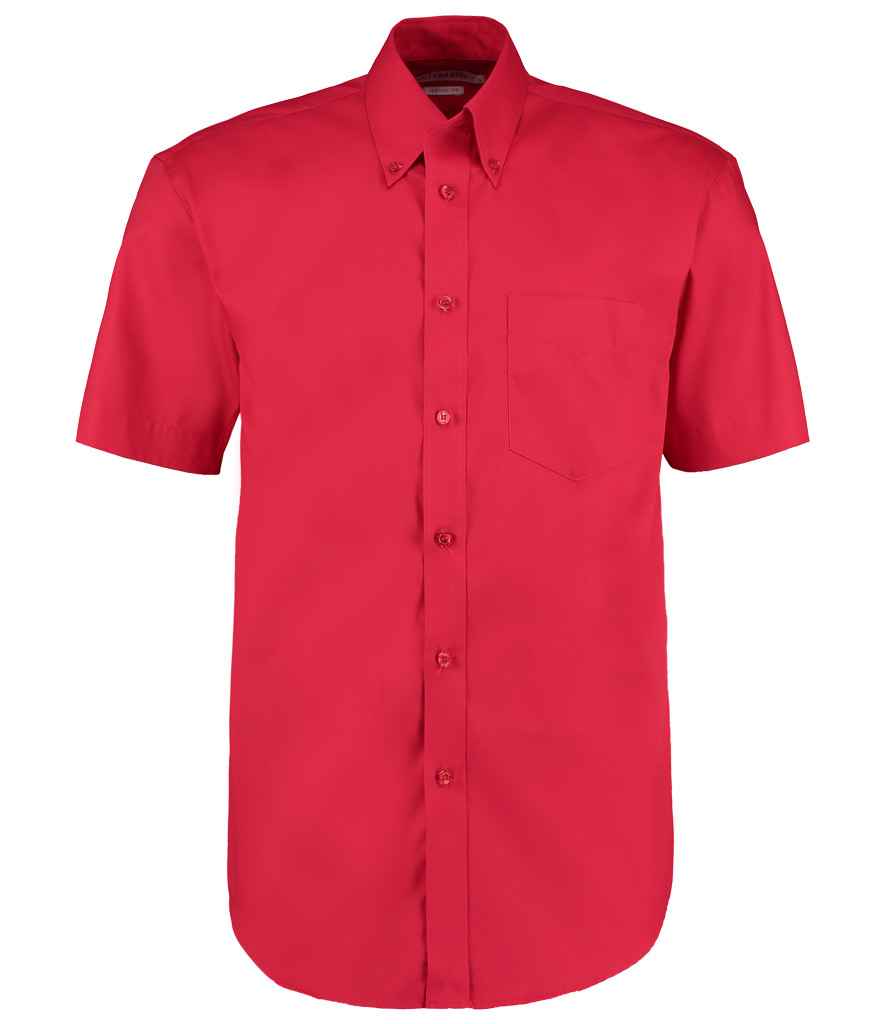 Kustom Kit Premium Short Sleeve Classic Fit Oxford Shirt in Red