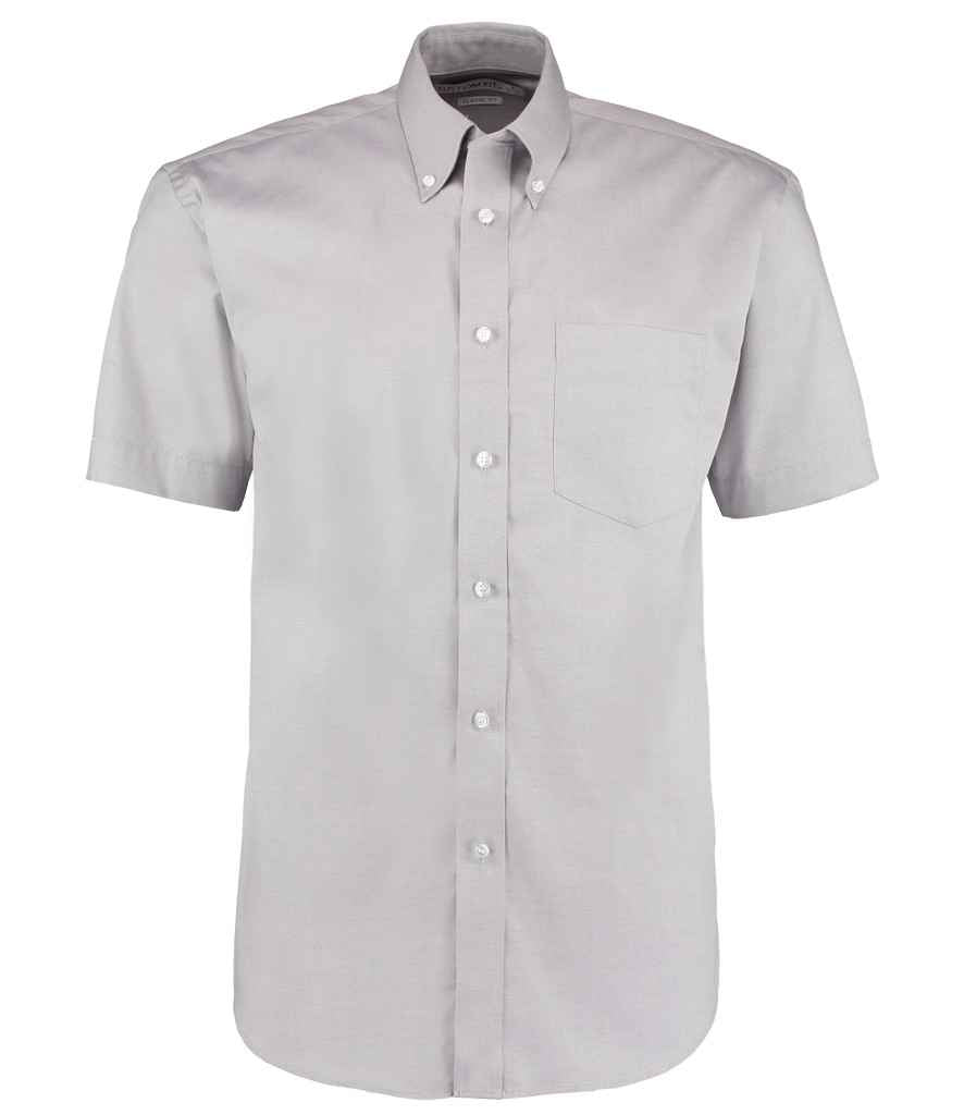Kustom Kit Premium Short Sleeve Classic Fit Oxford Shirt in Silver