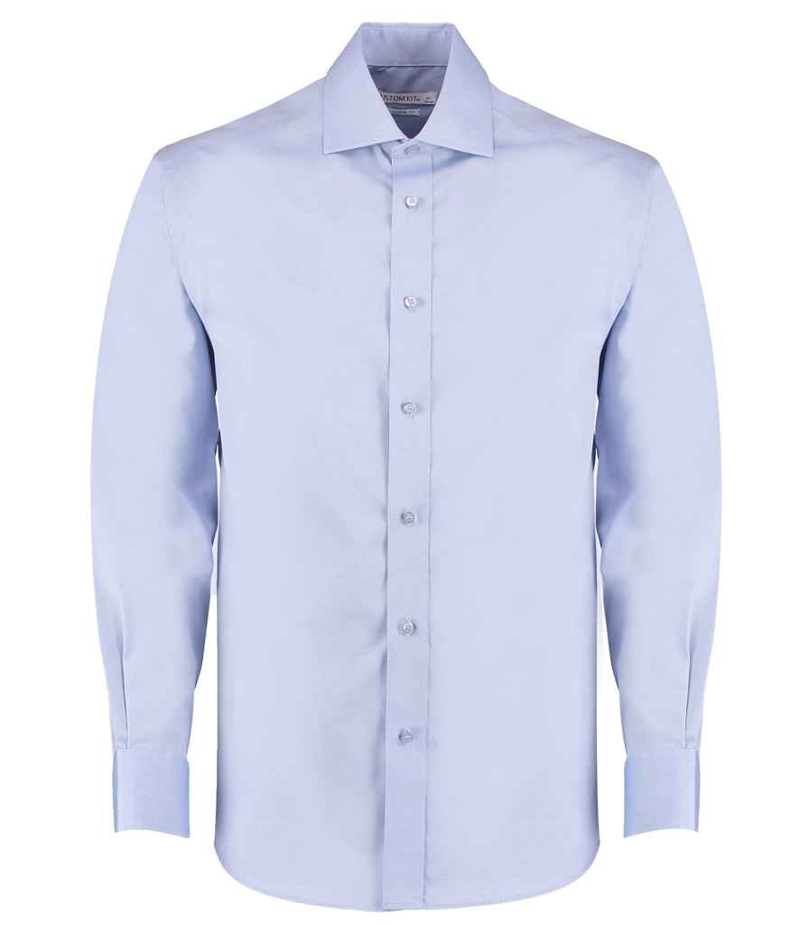 Kustom Kit Premium Long Sleeve Classic Fit Oxford Shirt in Light Blue